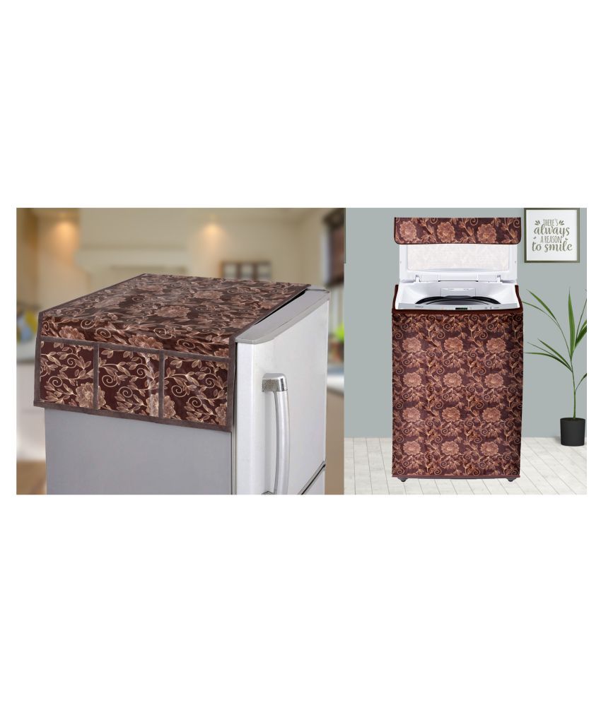     			E-Retailer Set of 2 PVC Brown Washing Machine Cover for Universal Top Load