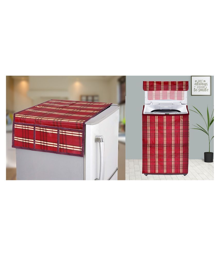     			E-Retailer Set of 2 PVC Maroon Washing Machine Cover for Universal Top Load