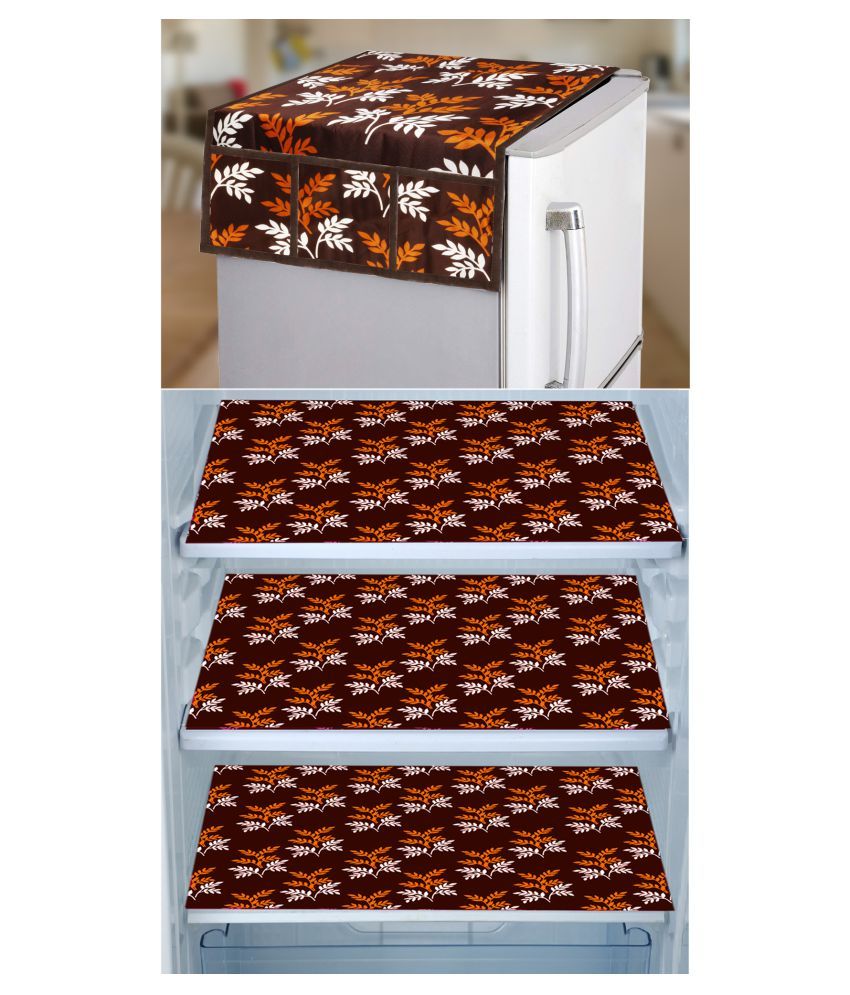     			E-Retailer Set of 4 Polyester Brown Fridge Top Cover