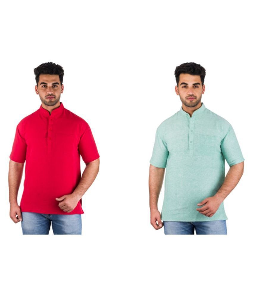     			DESHBANDHU DBK Multi 100 Percent Cotton Kurta Pack of 2