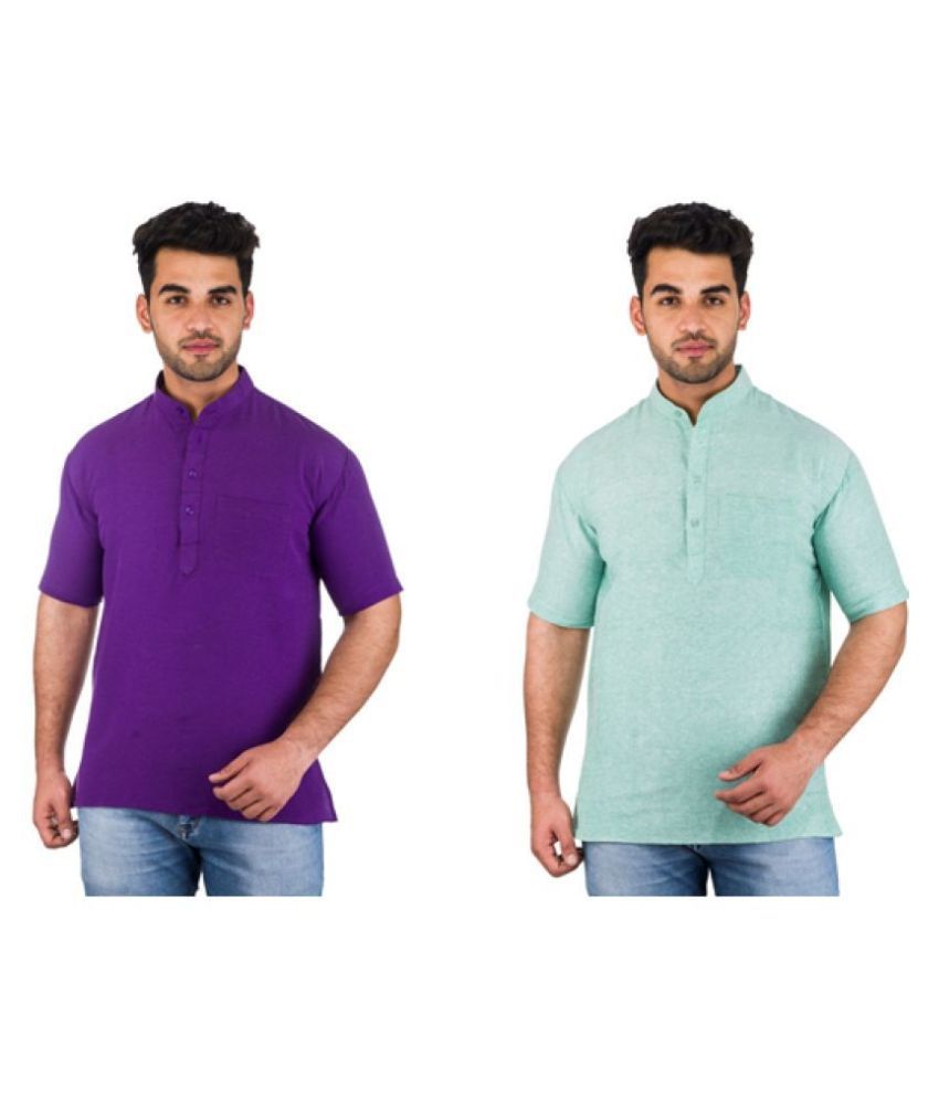     			DESHBANDHU DBK Multi 100 Percent Cotton Kurta Pack of 2