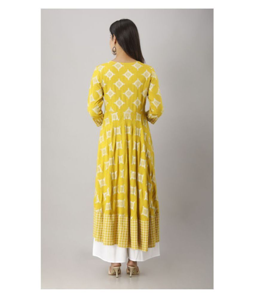 yellow colour anarkali kurti