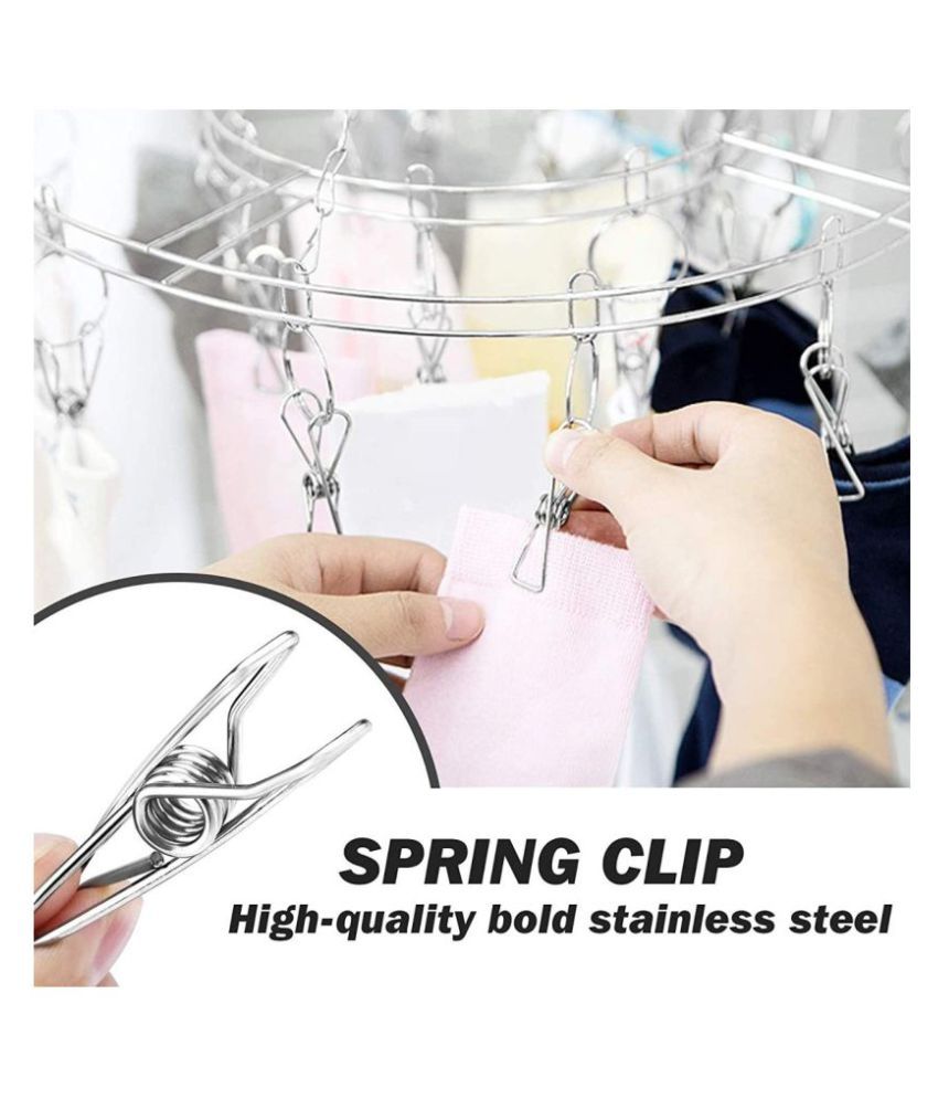 Round Shaped Stainless Steel Clip Hanger with 20 Clips for clothes ...