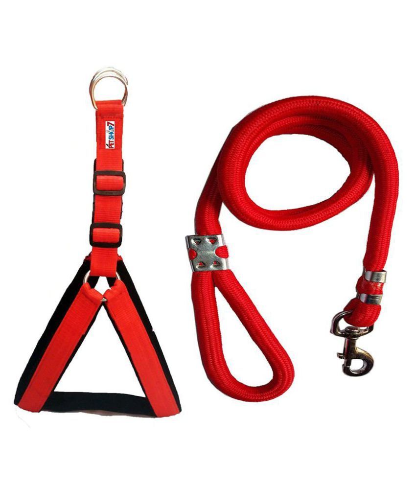     			Smart Doggie Chest Belt and Rope for Dogs (0.75 inch Small, RED)