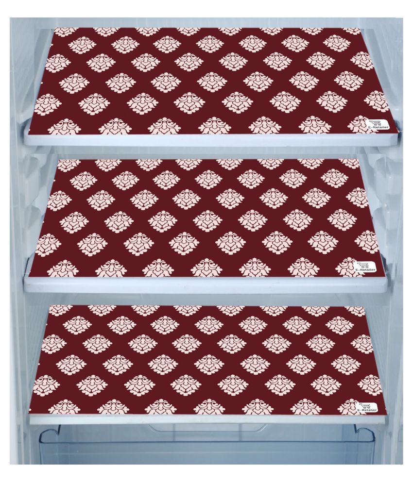     			E-Retailer Set of 3 PVC Maroon Fridge Mats