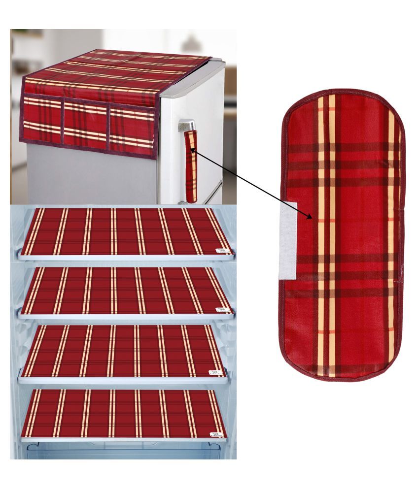     			E-Retailer Set of 6 PVC Red Fridge Top Cover