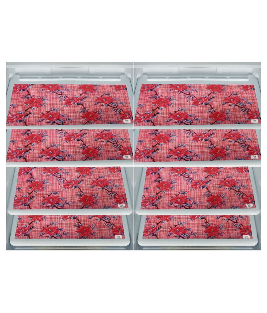     			E-Retailer Set of 8 PVC Red Fridge Mats