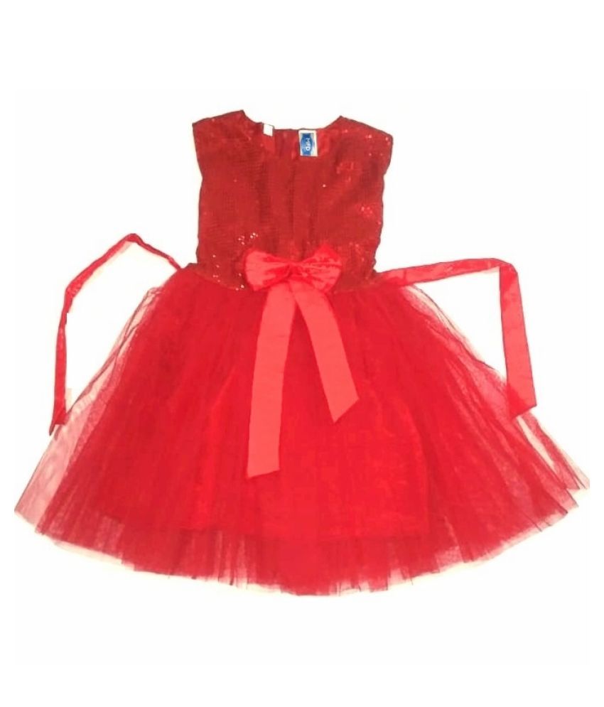 red and white combination frock