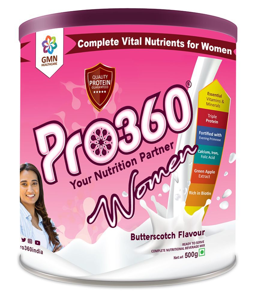 PRO360 Women Protein Health Drink Powder 500 gm Butter Scotch