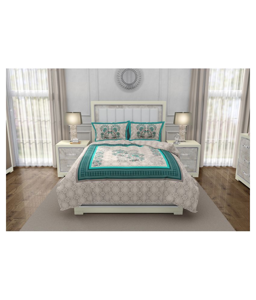Bella Casa Cotton Double Bedsheet with 2 Pillow Covers ( 274 cm x 274