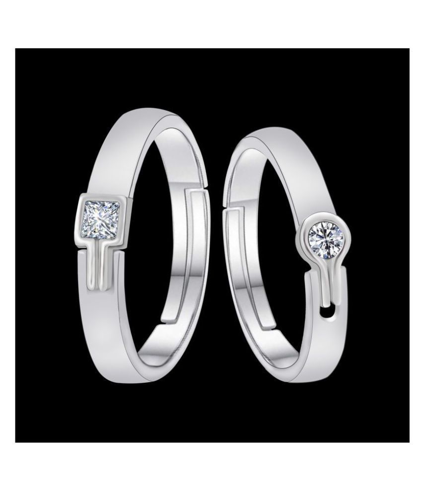     			SILVERSHINE Silverplated Amazing Solitaire His and Her Adjustable proposal couple ring For Men And Women Jewellery