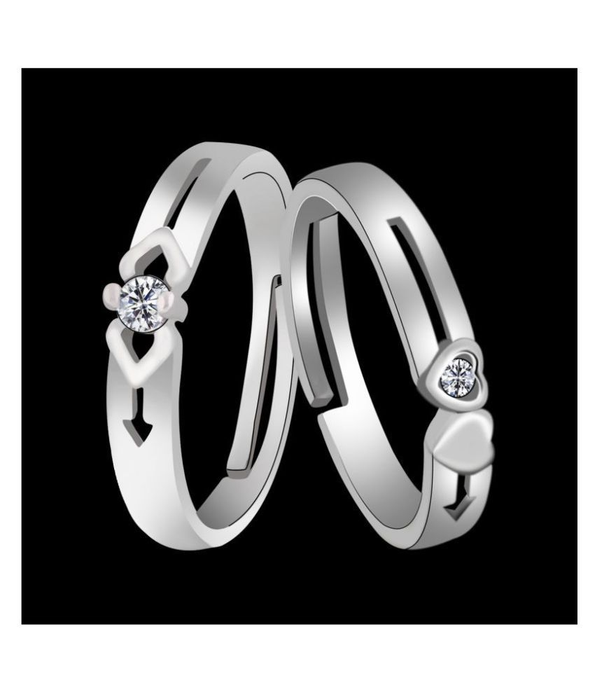     			SILVERSHINE Silverplated Antique Solitaire His and Her Adjustable proposal couple ring For Men And Women Jewellery