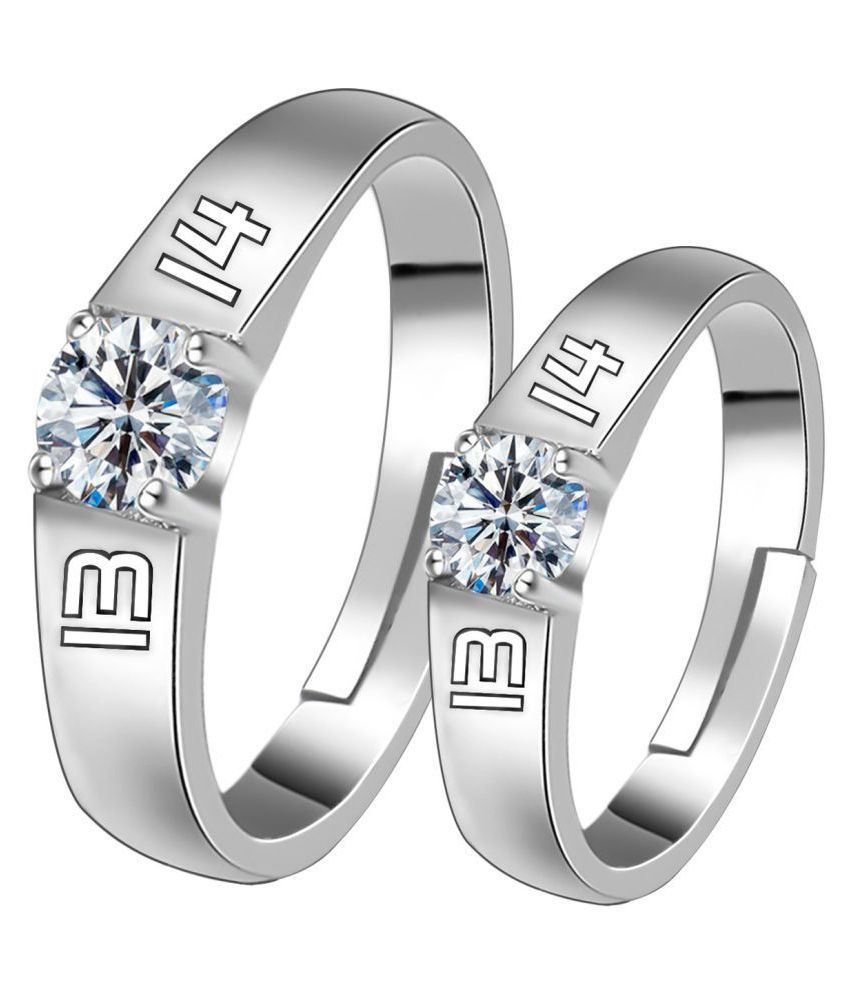     			SILVERSHINE Silverplated Elegant Solitaire His and Her Adjustable proposal couple ring For Men And Women Jewellery