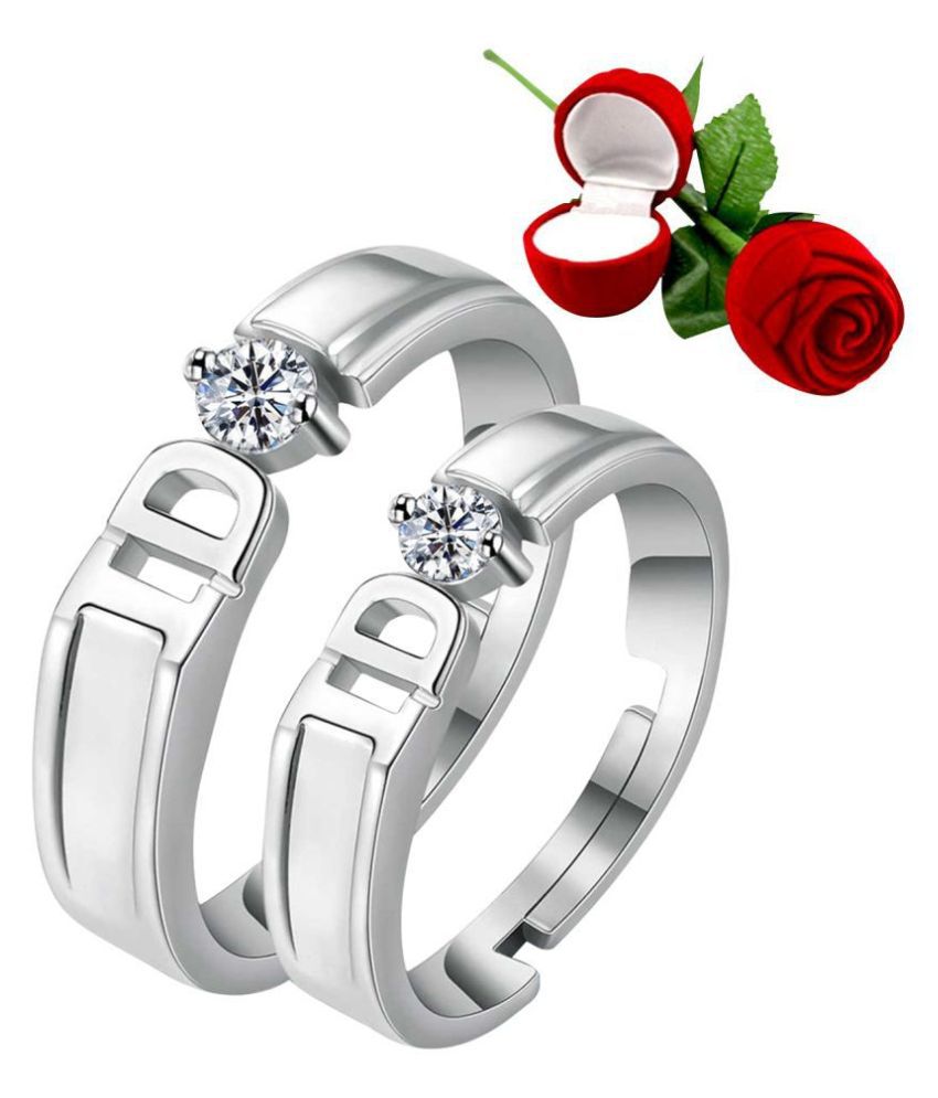     			SILVERSHINE Silverplated Exclusive I DO Solitaire His and Her Adjustable proposal couple ring For Men And Women Jewellery