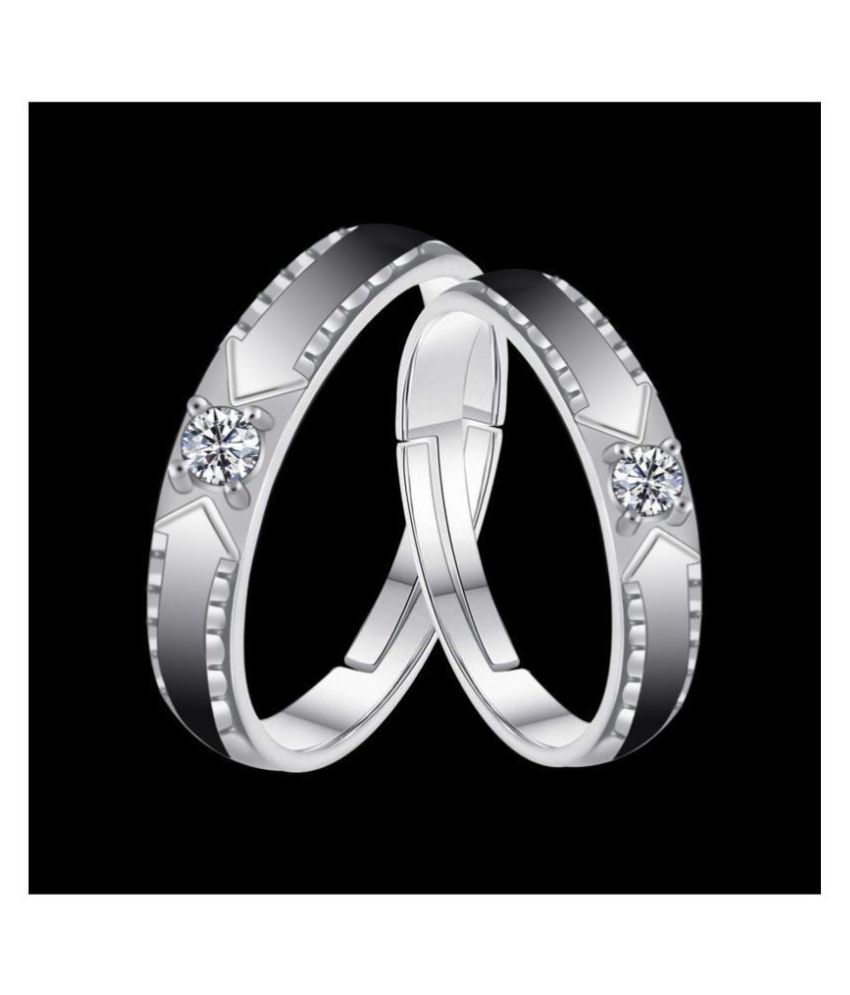     			SILVERSHINE Silverplated Loveble Solitaire His and Her Adjustable proposal couple ring For Men And Women Jewellery