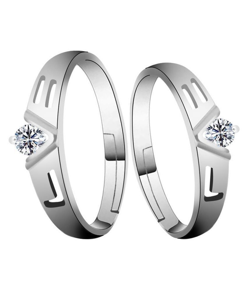     			SILVERSHINE Silverplated Simbol Of Love Solitaire His and Her Adjustable proposal couple ring For Men And Women Jewellery