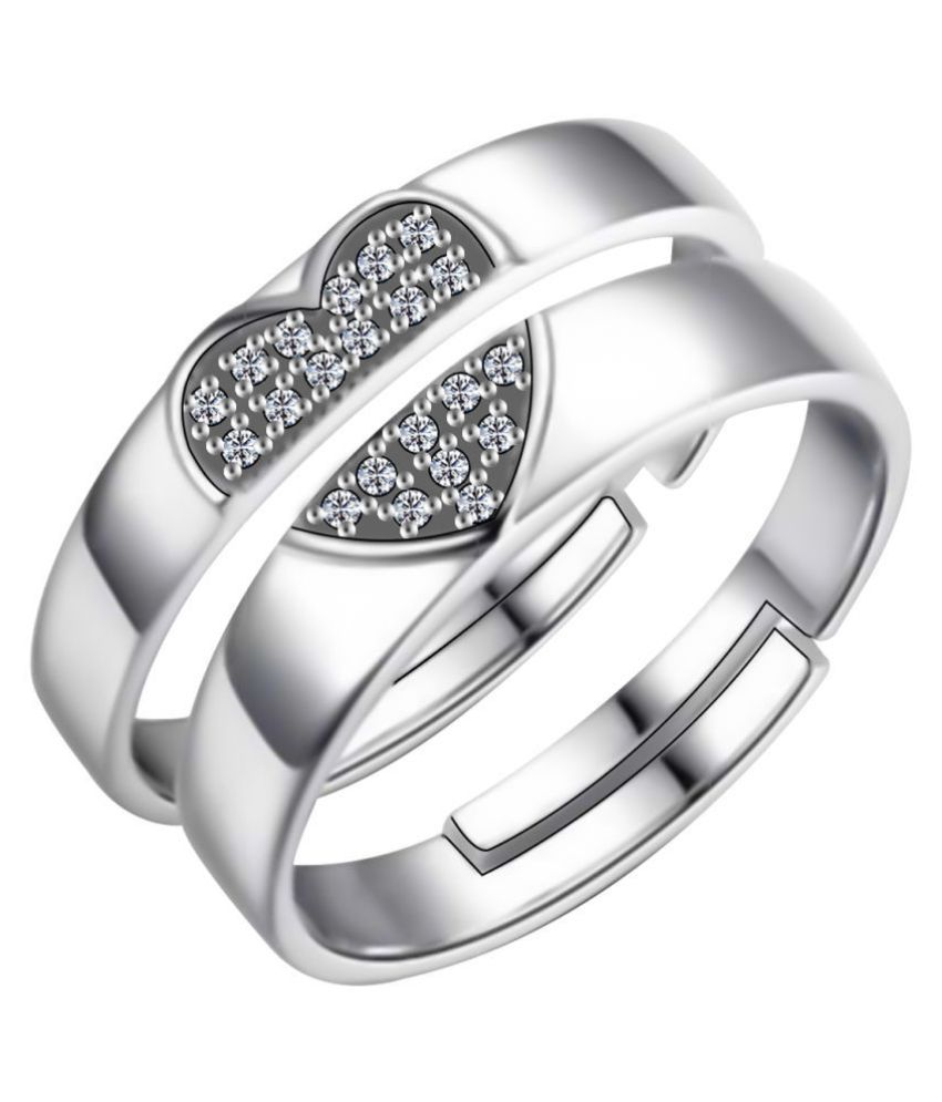     			SILVERSHINE,silver plated heart design with lovely and superior look adjustable couple ring for men and women.