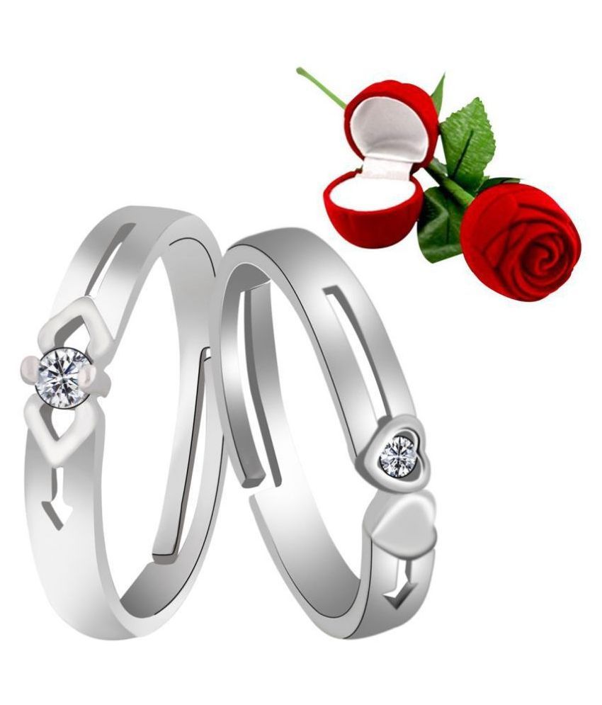     			Silver Shine - Silver Couple Ring (Pack of 1)