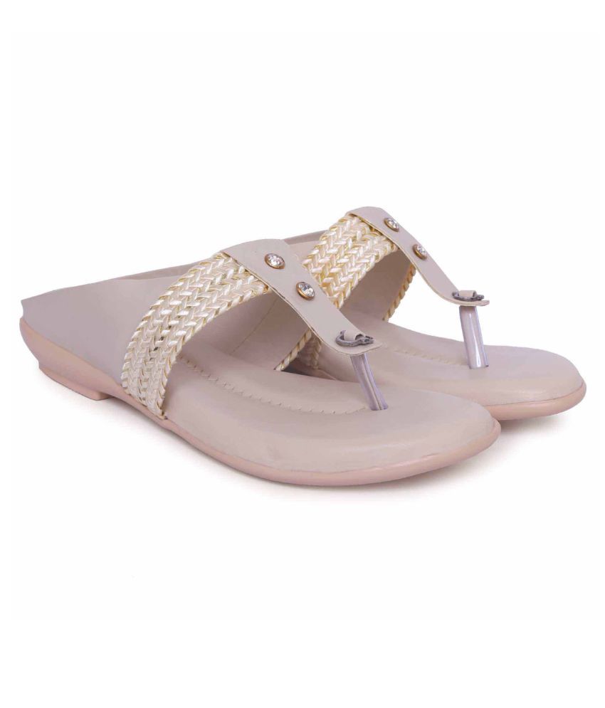 cream flats with ankle strap