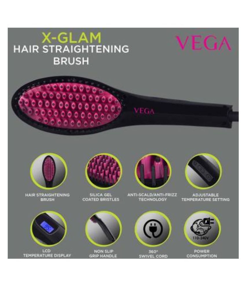 VEGA XGlam Hair Straightening Brush (VHSB01), Black & Insta Glam 1000
