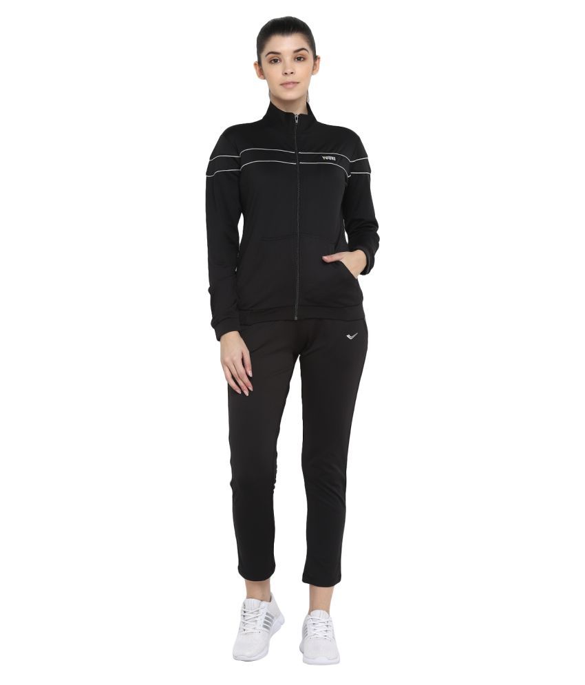     			YUUKI Black Polyester Color Blocking Tracksuit