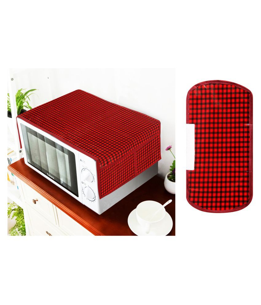     			E-Retailer Set of 2 PVC Red Microwave Oven Cover -