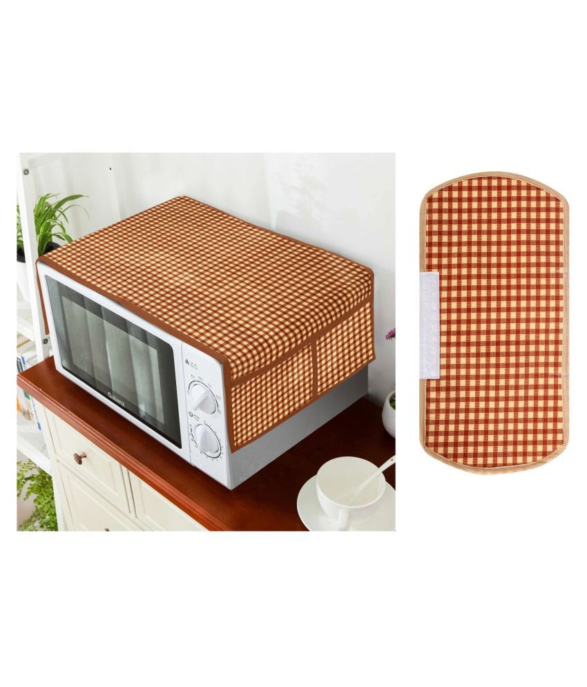     			E-Retailer Set of 2 PVC Brown Microwave Oven Cover -