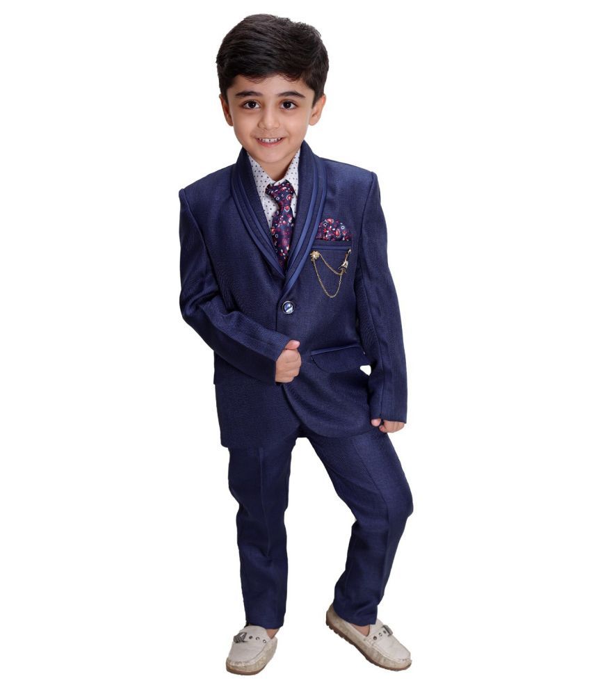     			Fourfolds Boys Polyester Blazer ( Pack of 1 , Dark Blue )