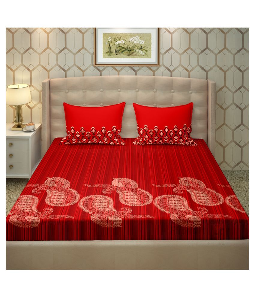 Bella Casa Cotton Double Bedsheet with 2 Pillow Covers ( 274 cm x 274