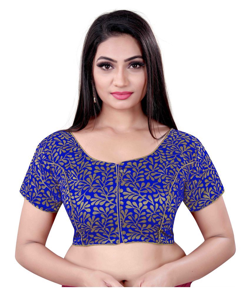 LINISA Purple Silk Readymade with Pad Blouse - Buy LINISA Purple Silk Readymade with Pad Blouse 