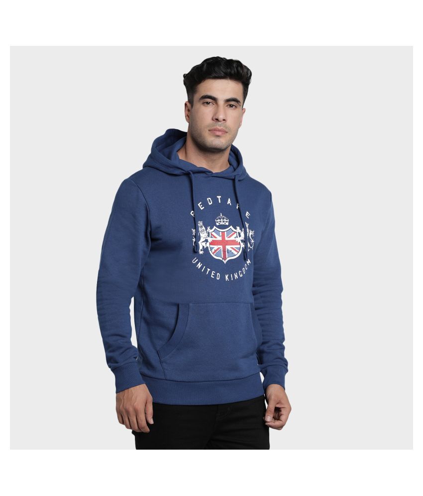 red and blue sweatshirt