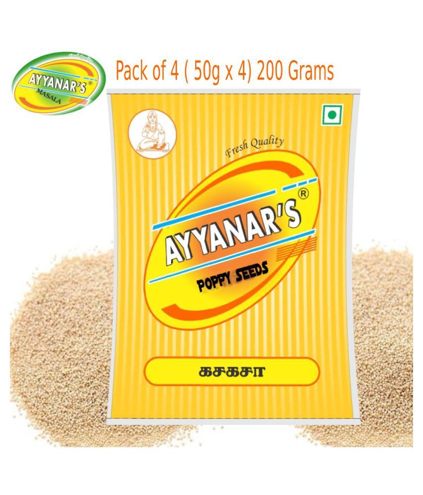 Ayyanar's Fresh White Poppy Seeds (Khus Khus Seeds) 200 gm Pack of 4