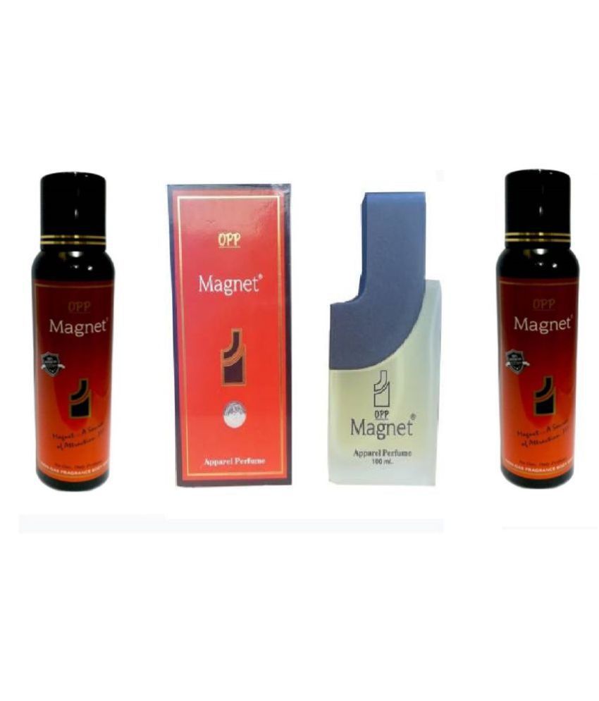     			OPP 2 Magnet Body spray 150 ml each and 1 Magnet Apparel Perfume 100 ml, (Pack of 3)