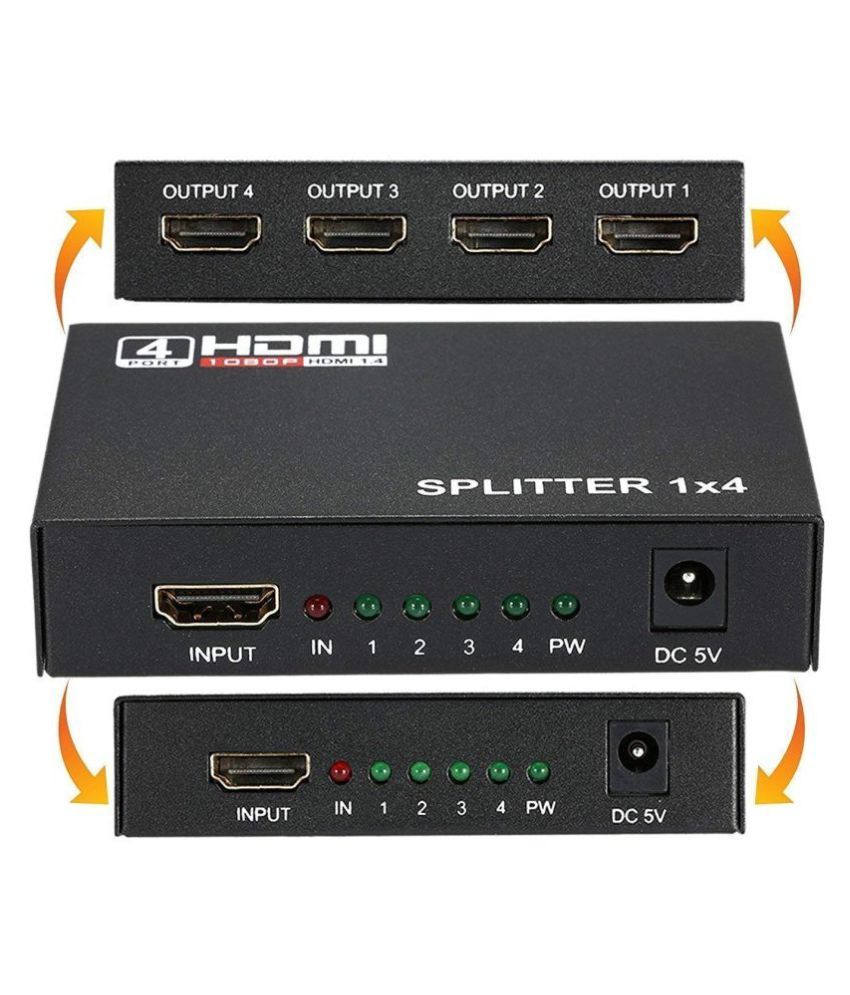 Buy 4 Port HDMI Splitter for 1 Computer PC or TV to view on 4 Monitor ...