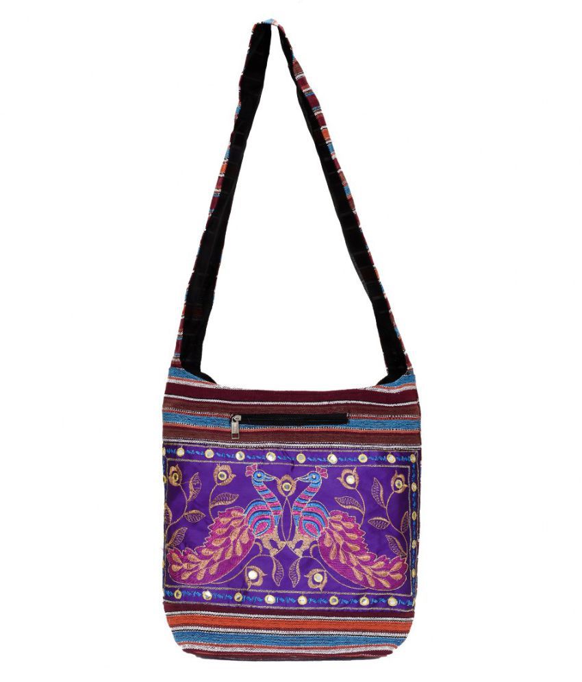 LeeRooy Purple Cotton Sling Bag - Buy LeeRooy Purple Cotton Sling Bag ...