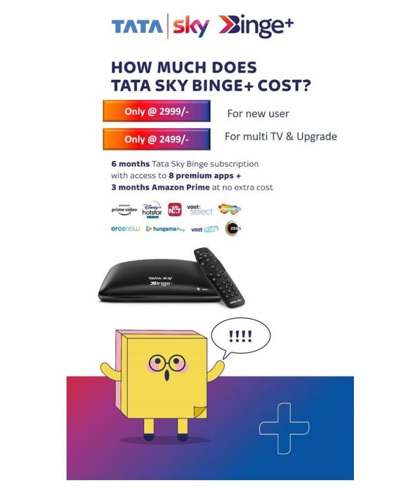 Buy TATA Sky HD Tata Sky Binge+ With 1 Month Hindi Basic HD Pack Online at  Best Price in India - Snapdeal