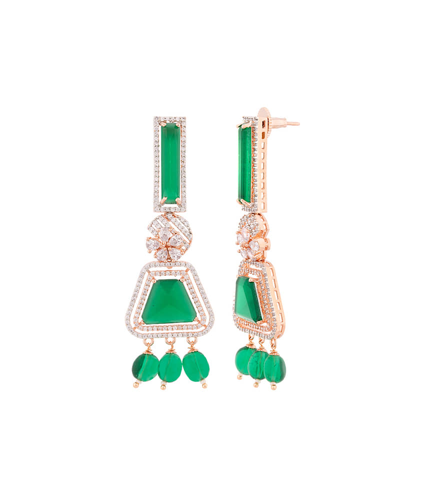 Voylla Emerald Green CZ Statement Earrings Buy Voylla