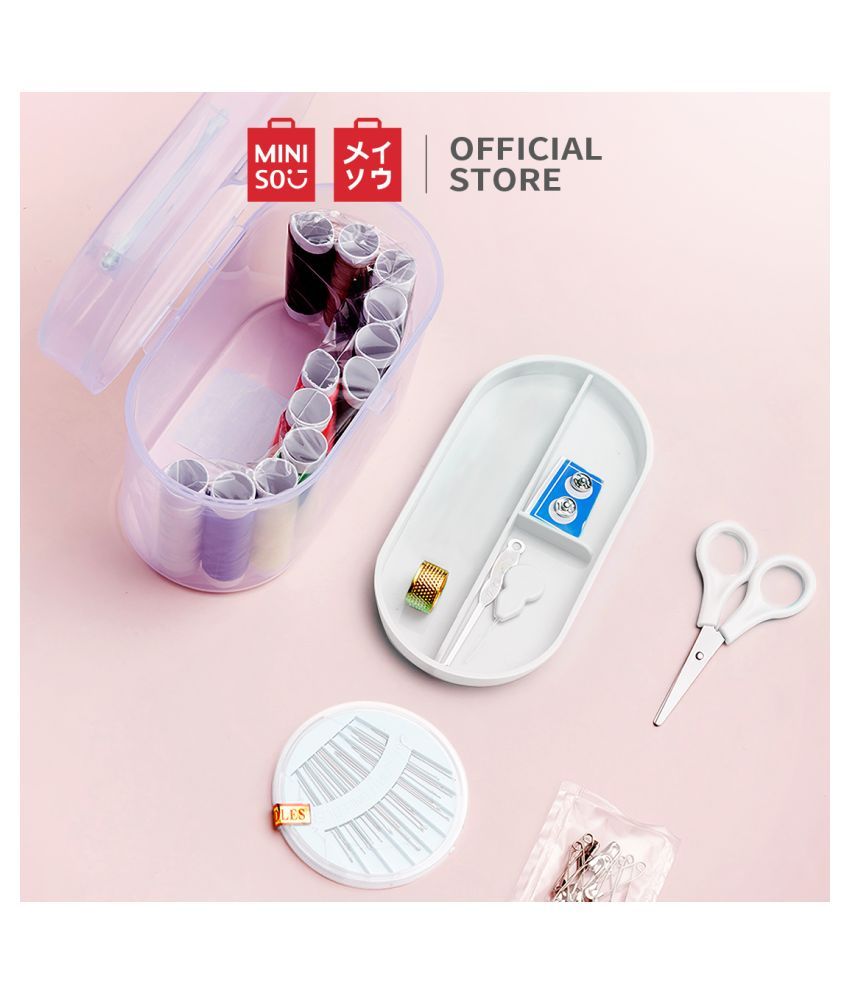 MINISO Double Layer Portable Travel Sewing Kits Box with Color Needle