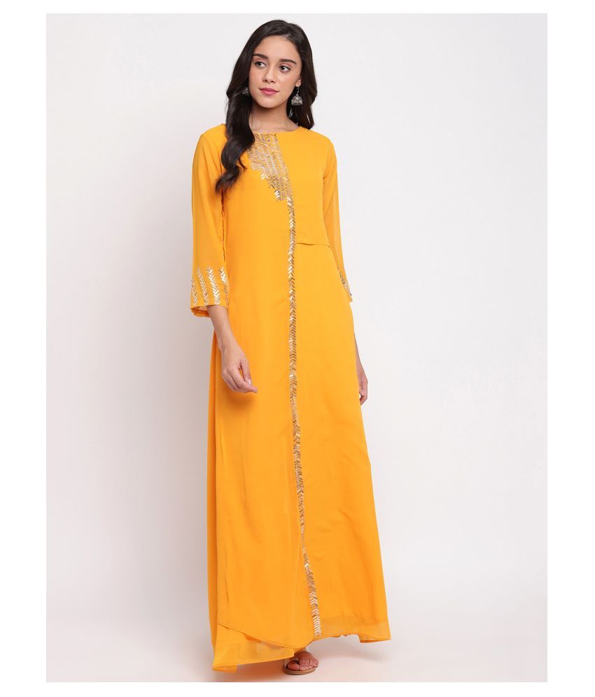 yellow georgette gown