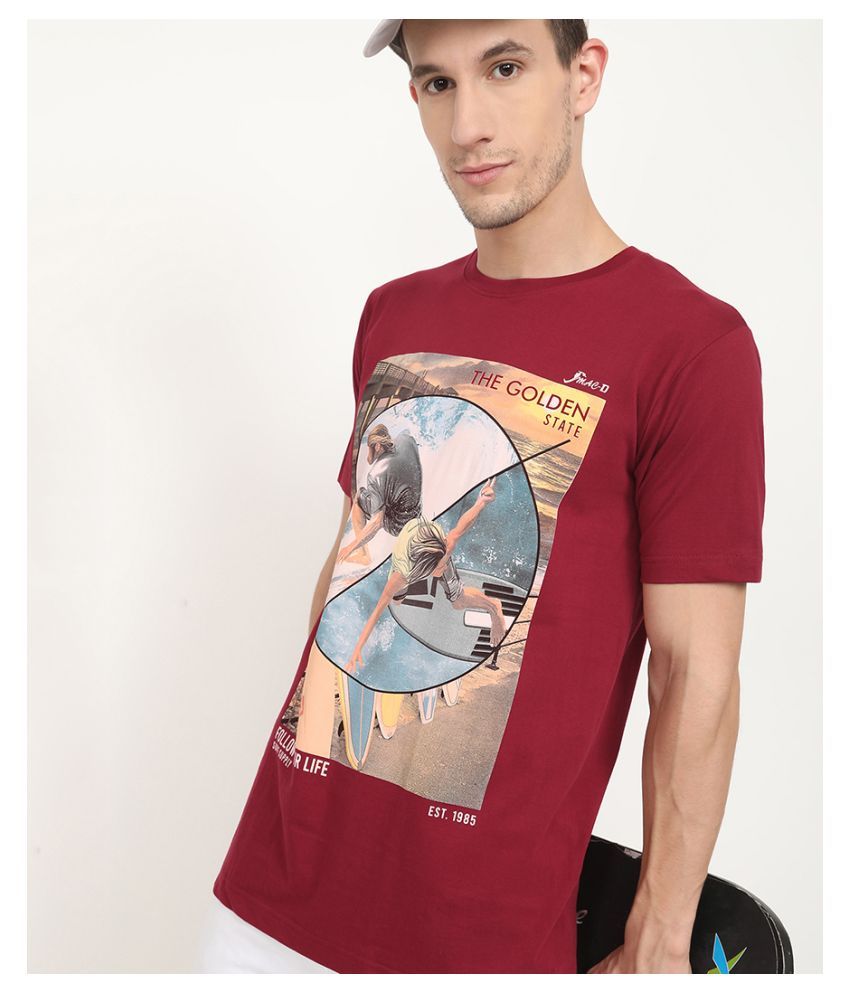 V2 Cotton Blend Maroon Solids T-Shirt - Buy V2 Cotton Blend Maroon ...