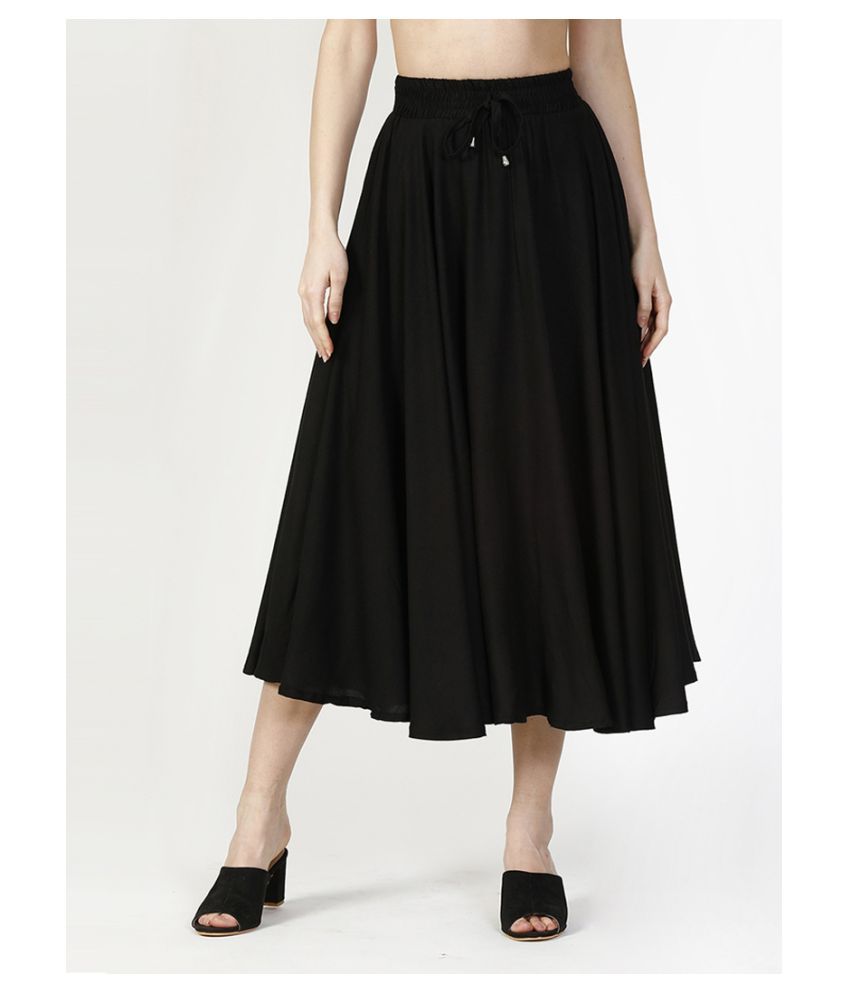 Buy V2 Rayon A-Line Skirt - Black Online at Best Prices in India - Snapdeal