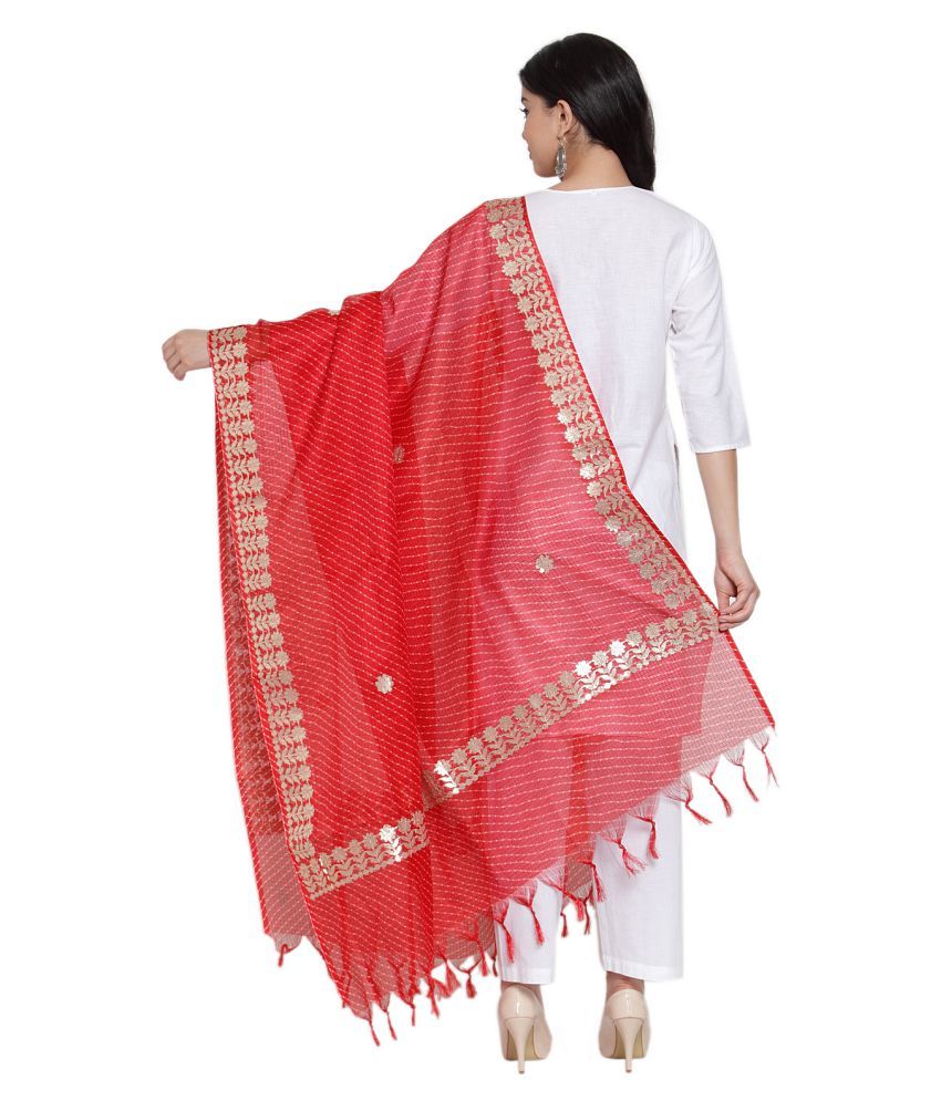 JABAMA Red Cotton Leheria Dupatta Price in India Buy JABAMA Red Cotton Leheria Dupatta Online