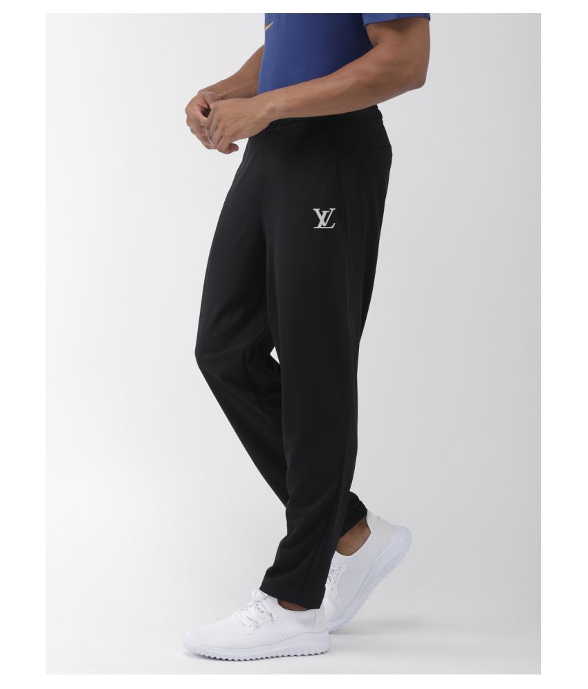 black polyester lycra trackpants