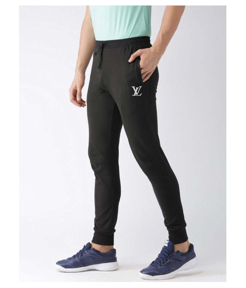 black polyester lycra trackpants