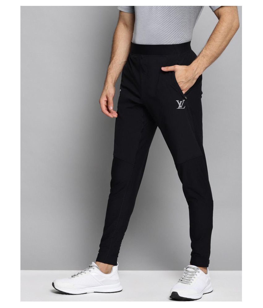 black polyester lycra trackpants