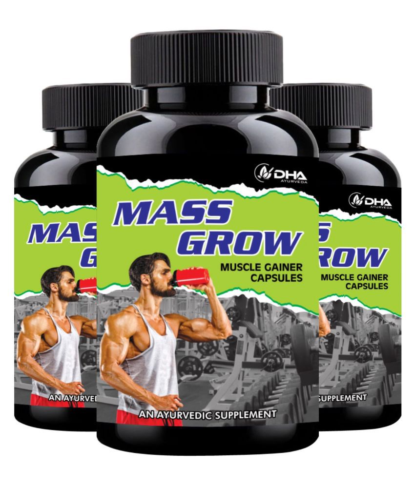 DHA Ayurveda Mass Grow Herbal Muscle Grow Supplement Capsule 90 no.s Pack of 3