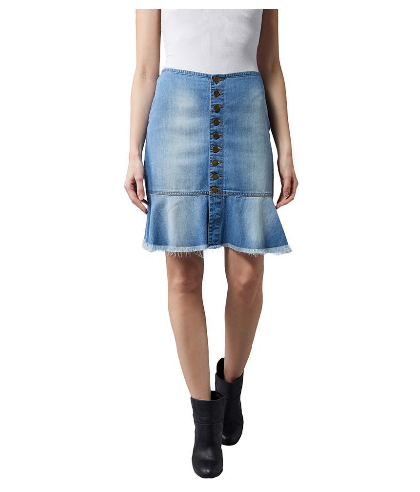     			Dolce Crudo Denim A-Line Skirt - Blue