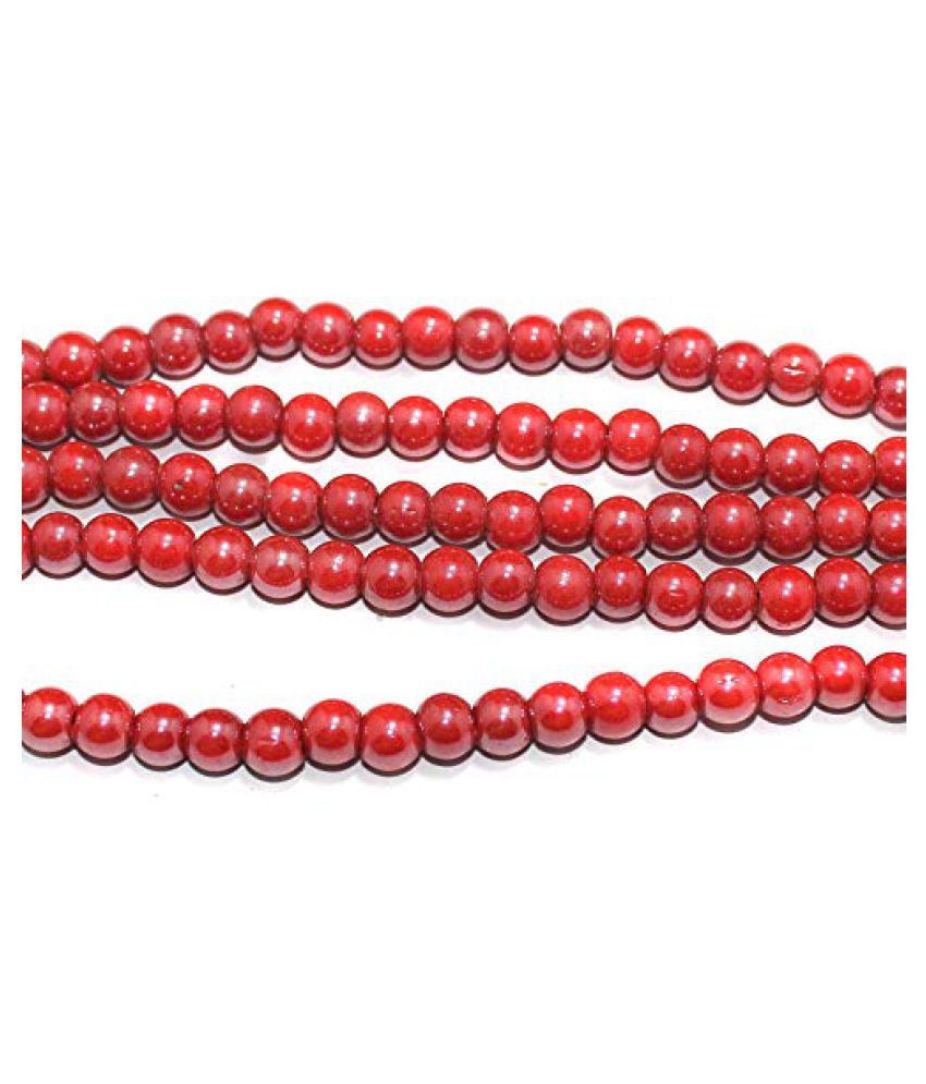Beadsnfashion Round Glass Beads Red 8 mmFor DIY Jewellery Making, Beading, Art and CraftsPack of