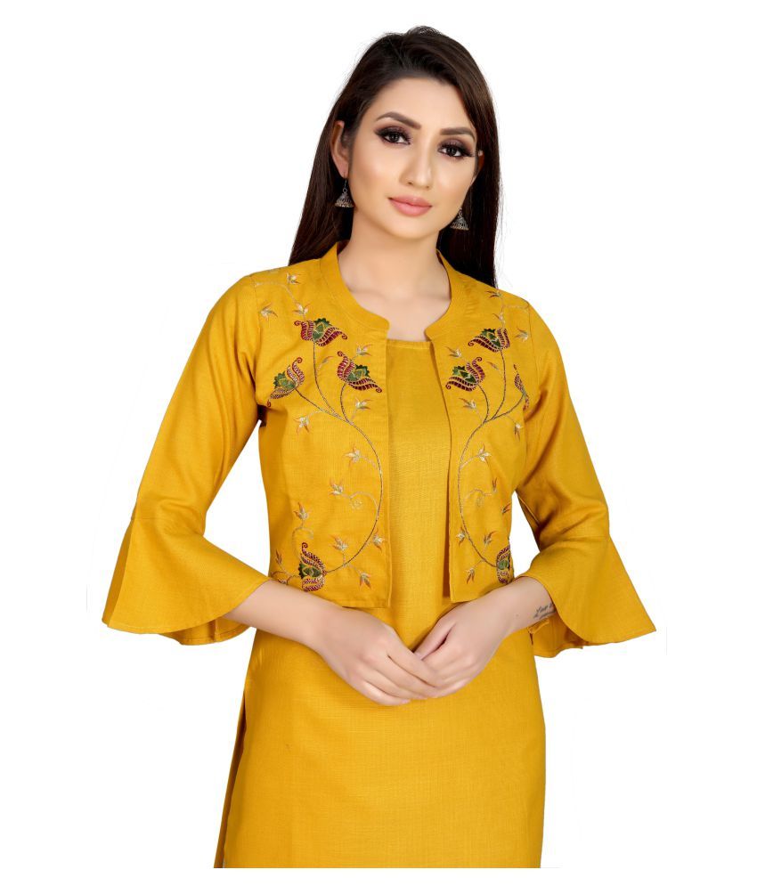 Bitoo Beige Cotton Straight Kurti - Buy Bitoo Beige Cotton Straight ...