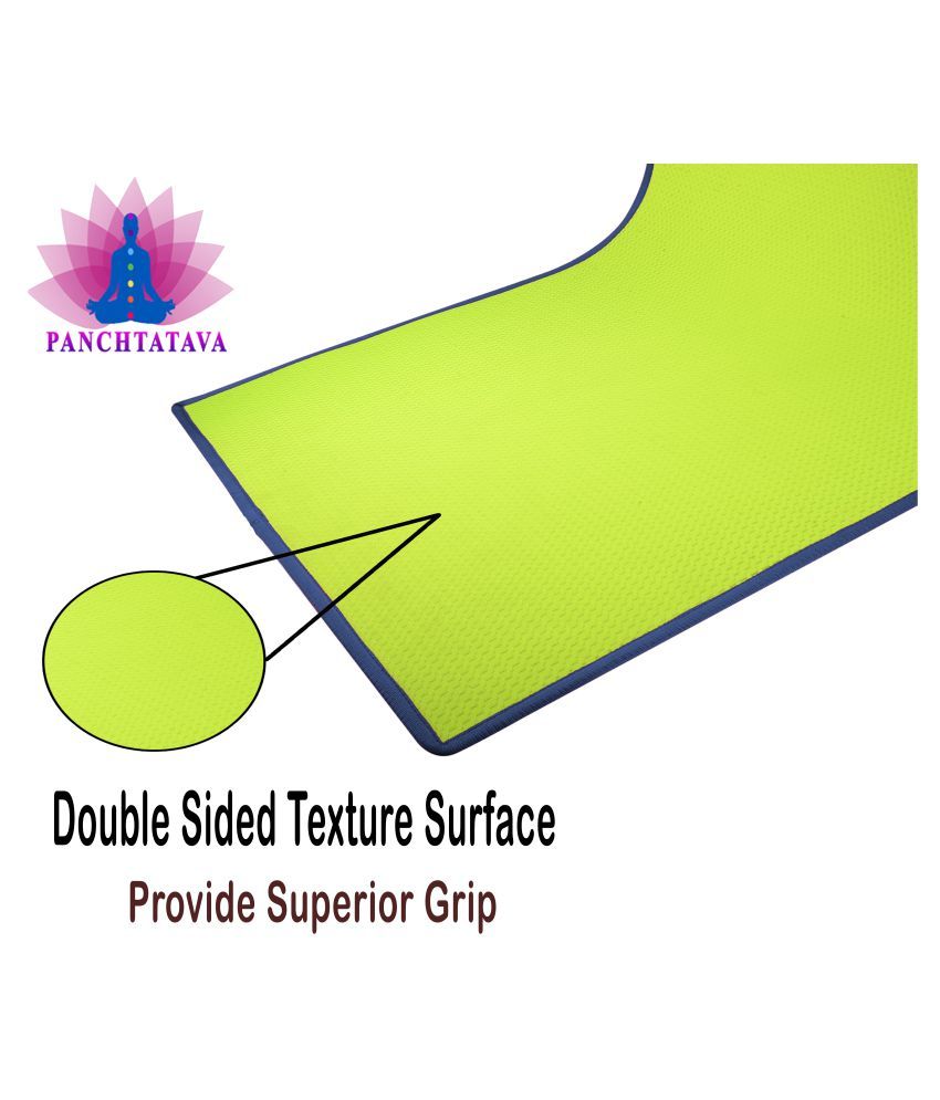 Hybrid Neon Green SGS Certified Luxurious Yoga Mat with Blue Border